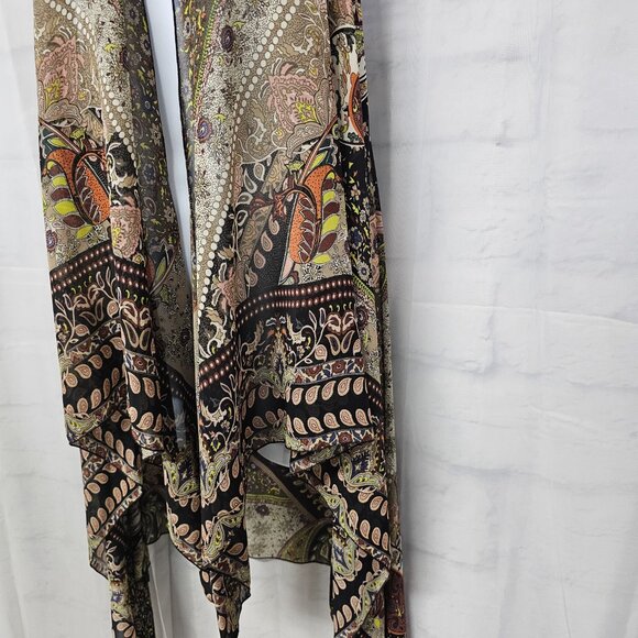 G Vest Boho Sheer Sleeveless Brown Green Fairy Whimsigoth Waterfall L - Picture 5 of 9